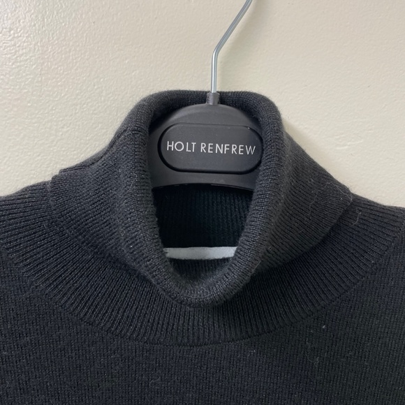 Designer Black Turtleneck Sweater Wool Blend Made in Italy L - Picture 2 of 7